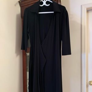 Le Chateau Black wraparound dress with long sleeves